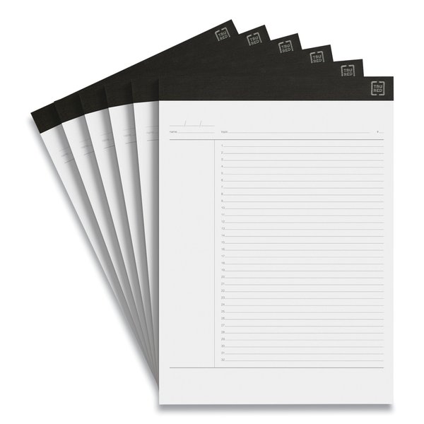 Tru Red Notepads, Project-Management Format, 50 White 8.5 x 11.75 Sheets, 6PK TR57379/TR59923